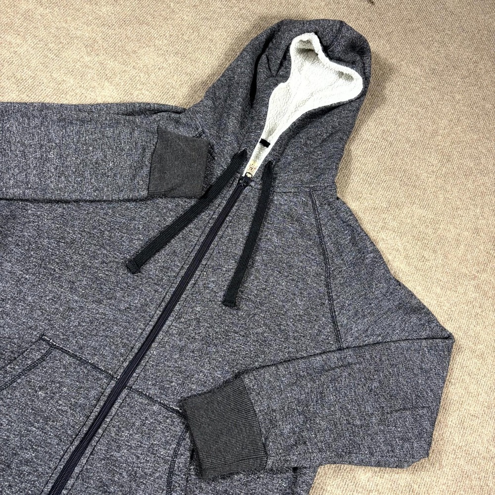 Faded Glory Fleece Hoodie Womens 1X Heather Gray Sherpa Lined Raglan Sleeve
